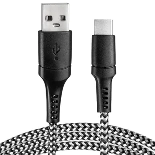 Kabel USB - USB-C oplot czarno-biały 1m VA0148 Vayox - Kable USB - miniaturka - grafika 1