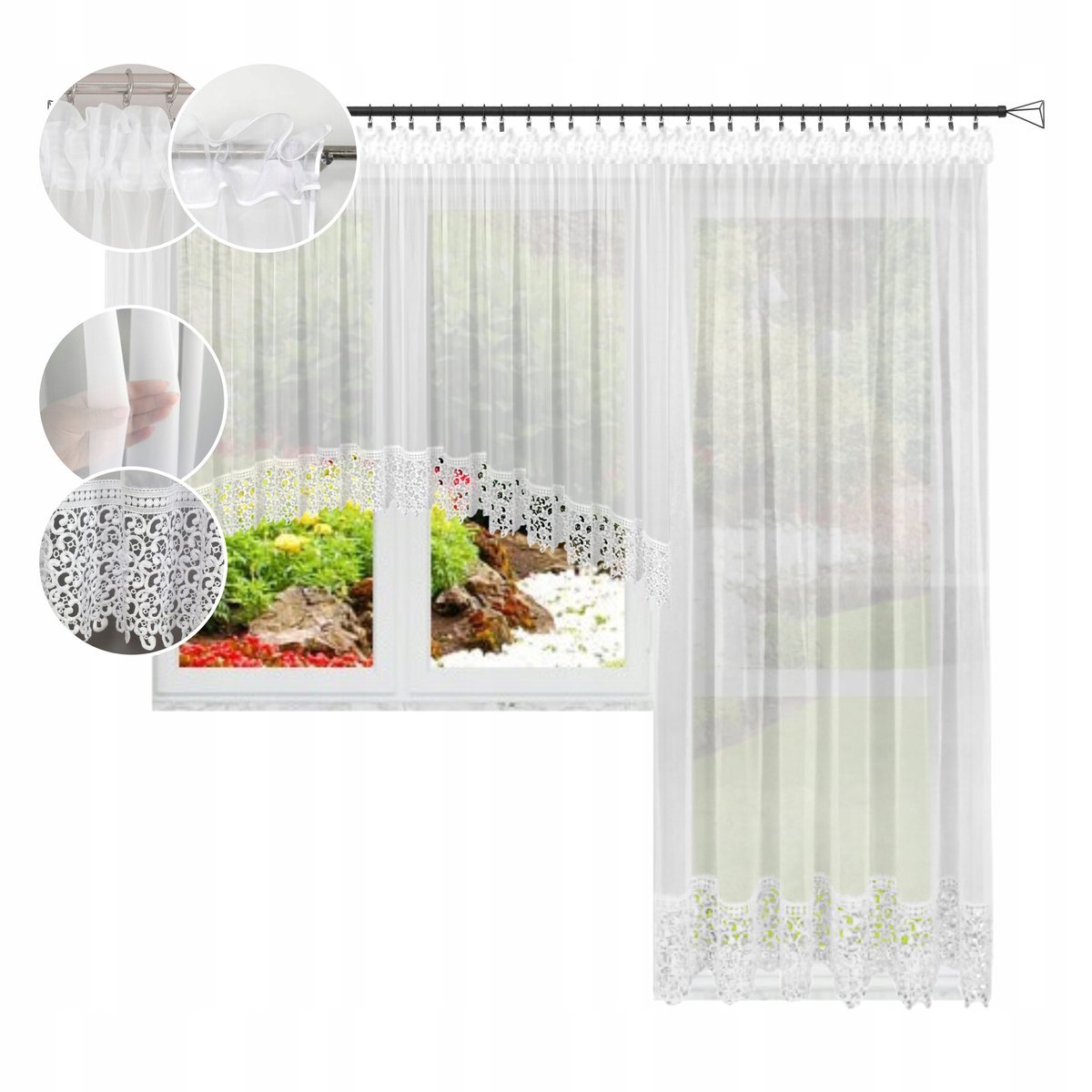 KOMPLET FIRAN 400x180 200x230 na okno balkonowe do bloku z gipiurą 20 cm