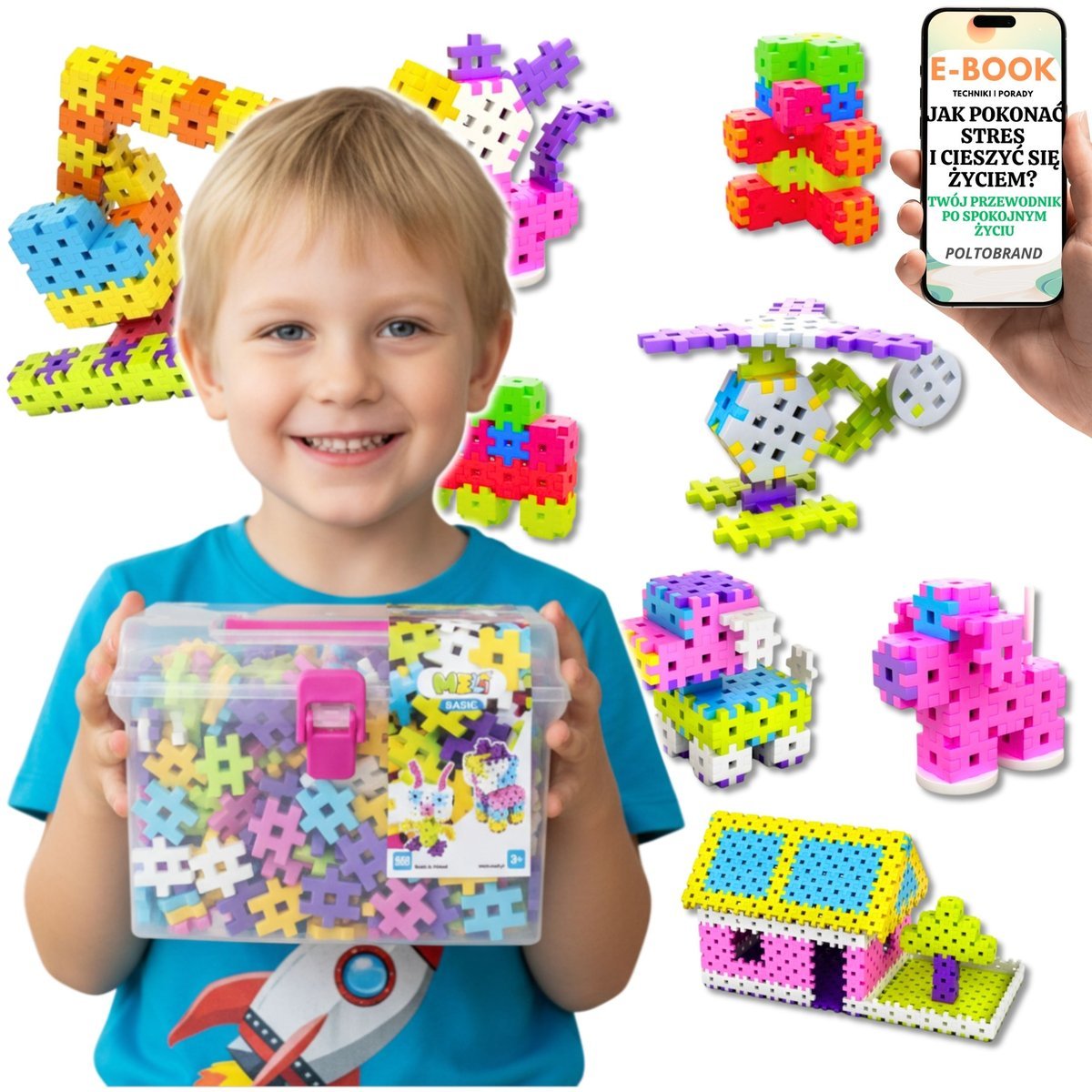 500 KLOCKÓW W PUDEŁKU ZESTAW PODRÓŻNY DLA DZIECKA Klocki Konstrukcyjne Wafle Dla Syna Córki Na Święta + EBOOK-1