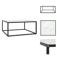 Ławy i stoliki kawowe - vidaXL Stolik kawowy czarny z białym szkłem o marmurowym wyglądzie 80x80x35 cm - Stoliki kawowe - miniaturka - grafika 1