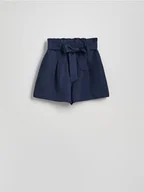 Spodenki damskie - Reserved - Szorty z lnem - granatowy - miniaturka - grafika 1