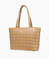 Torebki damskie - PUCCINI Elegancka brązowa torebka typu shopper z pikowaniem - miniaturka - grafika 1