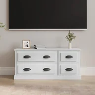 Szafki RTV - Szafka pod TV, wysoki połysk, biała, 100x35,5x45 cm Lumarko! - miniaturka - grafika 1