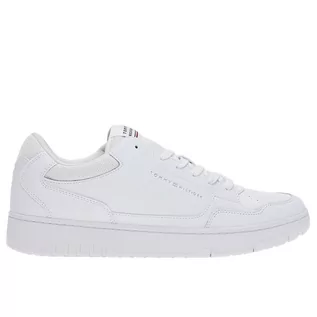 Buty sportowe męskie - Buty Tommy Hilfiger TH Basket Core Leather FM0FM04727-YBS - białe - grafika 1