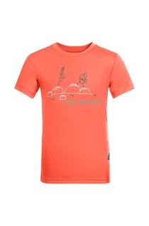 Koszulki dla dziewczynek - Jack Wolfskin t-shirt dziecięcy OUT AND ABOUTIDS kolor pomarańczowy z nadrukiem - grafika 1
