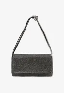 Torebki damskie - Czarna Cyrkoniowa Torebka Wieczorowa Vices Devore - miniaturka - grafika 1