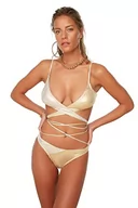 Stroje kąpielowe - Trendyol Damski kolor blokuje dół od bikini, brązowy, 40 - miniaturka - grafika 1
