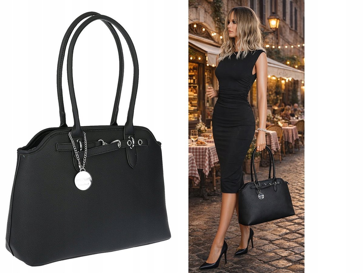 Torebka Damska Shopper na Ramię A4 włoska marka SWEET YEARS OSY84 Czarna