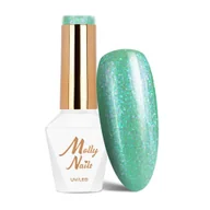 Lakiery hybrydowe - Lakier hybrydowy Molly Nails Green Party Crazy Mint HEMA/Di-HEMA Free 8g Nr 83 - miniaturka - grafika 1