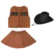 Stroje karnawałowe - ZESTAW KOWBOJKA BRĄZOWY 134-140 3el - miniaturka - grafika 1