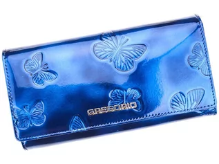 Portfele - Damski portfel Gregorio BT-102 niebieski skóra naturalna - grafika 1