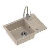 Zlewozmywaki z baterią - Zlewozmywak MYQ Flexi Short SHOFLG3COL Beżowy + bateria - miniaturka - grafika 1