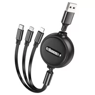 Kable USB - HOCO kabel USB 3w1 do iPhone Lightning 8-pin + Micro + Typ C X75 czarny - miniaturka - grafika 1