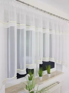 FIRANA GOTOWA Z KORALIKAMI FIRANKI Z FALBANKĄ DO SALONU POKOJU WOAL 400/140 - Firany - miniaturka - grafika 1