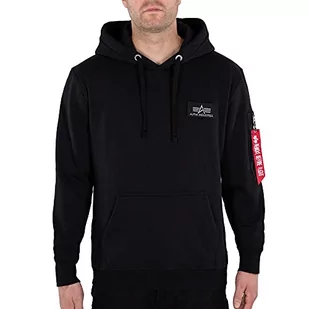 ALPHA INDUSTRIES Męska bluza z kapturem z neonowym nadrukiem sportowa, Czarny/neonowy pomarańczowy, S - Bluzy męskie - miniaturka - grafika 1