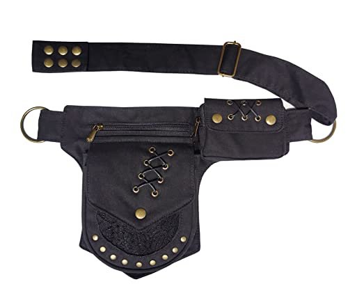 Larswon Renaissance Bag damska torba festiwalowa, czarna, średnia