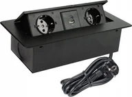 Listwy zasilające - Listwa zasilająca Design Light EXT CORD 2PL+USB A+C 3M BLACK KOMB-CZ-2DE-UAC- - miniaturka - grafika 1