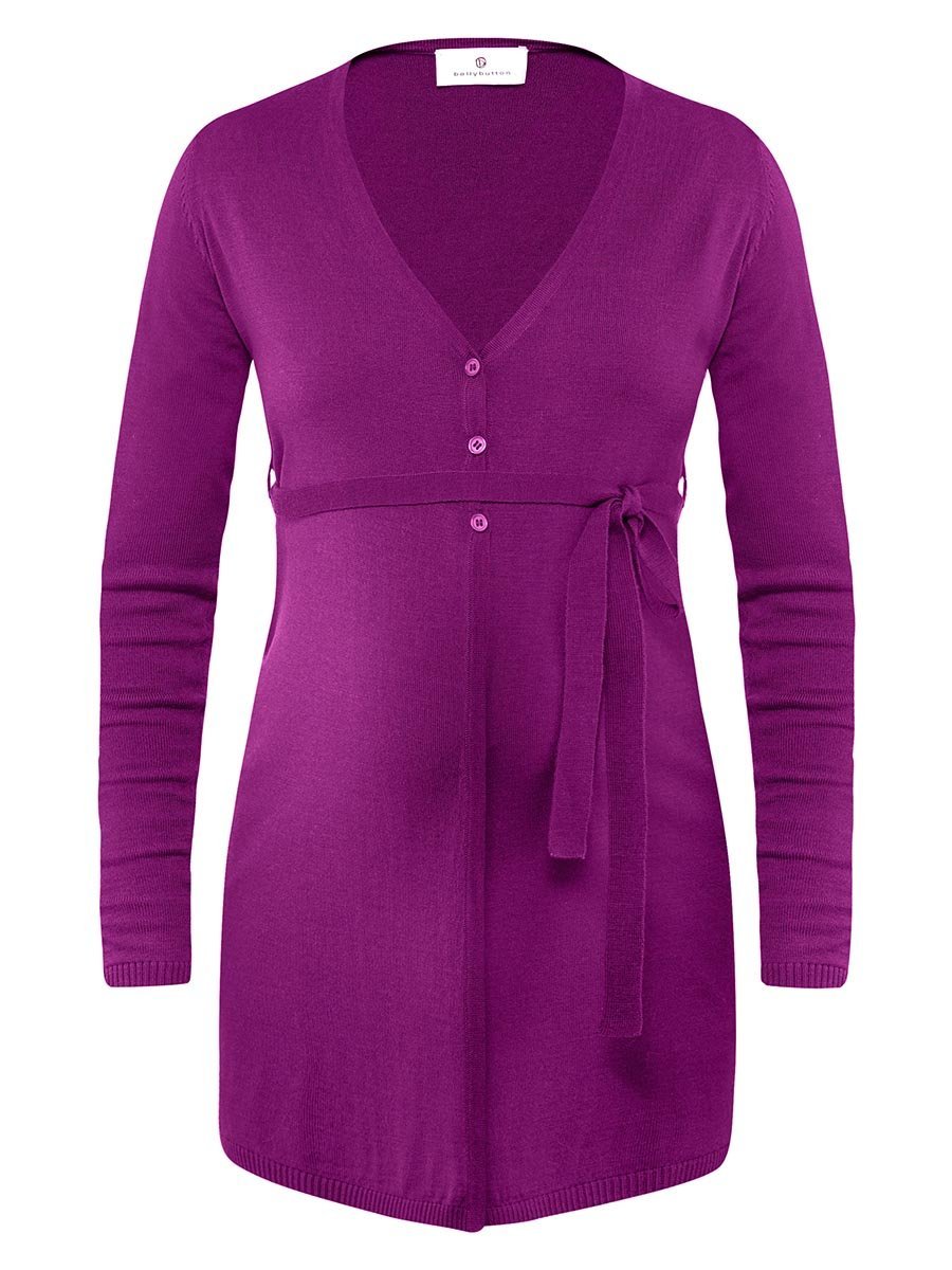 Damski sweter długi wełniany wiązany amarantowy Bellybutton Maternity, r.M