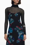 Sukienki - DŁUGA CZARNA SUKIENKA DAMSKA DESIGUAL - miniaturka - grafika 1