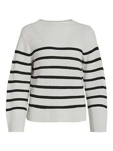 Vila VIMONTI L/S Stripe Knit Top/SU/PB, White Alyssum/Szczegóły: czarny, XL - Koszulki i topy damskie - miniaturka - grafika 1