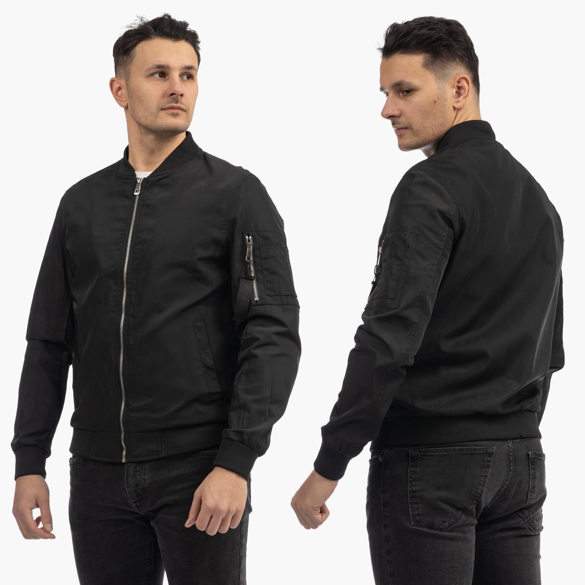 Bomberka Męska Kurtka Przejściowa Lekka Miejska Czarna KYMAXX XL Czarny