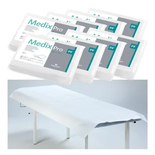 Prześcieradło jednorazowe 77cm x 210cm białe podfoliowane 54g MedixPro 40szt - Kosmetyczne akcesoria jednorazowe - miniaturka - grafika 1