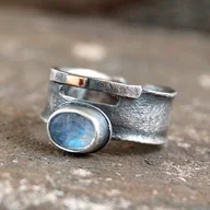 Pierścionki - Pierścionek Kamień księżycowy, złoto - miniaturka - grafika 1