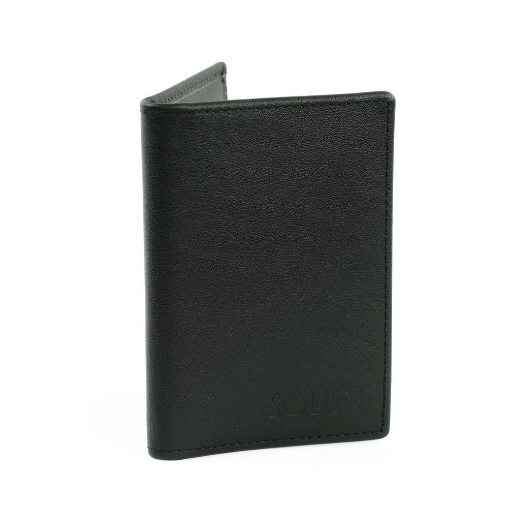 Portfel na karty elegancki skórzany cardholder czarny Solier SW45 BLACK