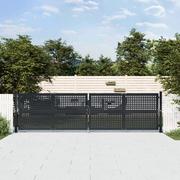 Bramy garażowe - vidaXL Brama ogrodowa, antracytowa, 400x125 cm, stal - miniaturka - grafika 1