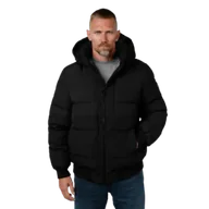 Kurtki i kamizelki sportowe męskie - Pit Bull Kurtka Zimowa Pikowana Z Kapturem Patton Black - miniaturka - grafika 1