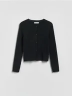 Swetry dla dziewczynek - Reserved - Dzianinowy kardigan - czarny - miniaturka - grafika 1