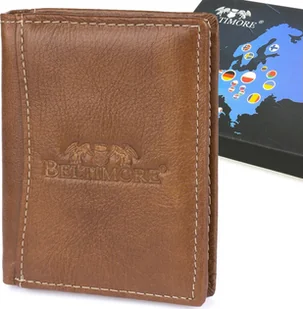Beltimore Portfel skórzany męski pionowy mały brązowy Beltimore z RFiD L55 - Portfele - miniaturka - grafika 1