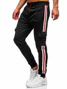 Spodnie sportowe męskie - Czarne joggery dresowe bojówki spodnie męskie Denley YLB88018 - miniaturka - grafika 1