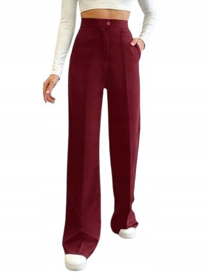 SHEIN TALL DAMSKIE SPODNIE ELEGANCKIE BORDOWE DŁUGIE 40 1ED