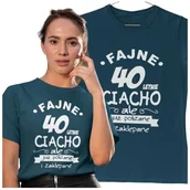 Gadżety dla niej i dla niego - KOSZULKA NA 40 URODZINY FAJNE 40 LETNIE CIACHO ALE JUZ POLIZANE I ZAKLEPANE - miniaturka - grafika 1