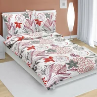 Pościel - Bellatex Pościel z kory Kwiaty czerwony, 140 x 220 cm, 70 x 90 cm, 140 x 220 cm, 70 x 90 cm - miniaturka - grafika 1