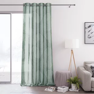 Firana PALM kolor zielony drukowany motyw roślinny przelotki przelotki srebrne woal 140x270 ameliahome - SCURT/AH/PALM/EYELETS/1 - Firany - miniaturka - grafika 2