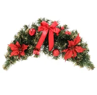 Ozdoby bożonarodzeniowe - Girlanda świąteczna zielony z czerwonymi dodatkami gęsta sztywna 60 cm - miniaturka - grafika 1