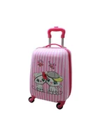 Walizki - Walizka dziecięca KEMER RGL BIAŁE KOTKI Różowa - miniaturka - grafika 1