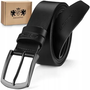 Pasek skórzany męski czarny klamra do spodni 135cm skóra naturalna ZAGATTO - Paski Pasek skórzany męski czarny klamra do spodni 135cm skóra naturalna ZAGATTO - Paski - miniaturka - grafika 1