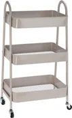 Półki łazienkowe - Regał łazienkowy na kółkach Szafka mobilna 3 półki Beżowy - miniaturka - grafika 1