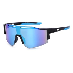 Sportowe okulary przeciwsłoneczne lustrzanki z filtrem UV400 czarne/niebieskie SVM-11 - Okulary sportowe - miniaturka - grafika 1