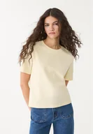 Koszulki i topy damskie - Stradivarius Koszulka basic o kroju regular heavy weight Żółty M - miniaturka - grafika 1