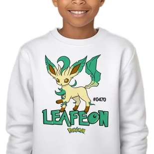 Bluza Dziecięca Biała Bez Kaptura Super Prezent Dla Dziecka Leafeon 128 Wz - Bluzy dla dziewczynek - miniaturka - grafika 1