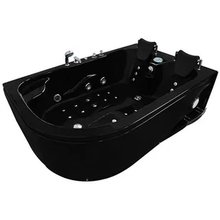 Czarna wanna z hydromasażem dwuosobowa Turbo 180x120 cm MO-1631B Prawa - Wanny z hydromasażem - miniaturka - grafika 1