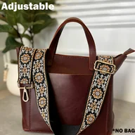 Inne - TEMU 3.8cm/1.5calowy Szeroki Czarno-Brązowy Beżowy Wzorzysty Elastyczny Obrotowy Odpinany Regulowany Szeroki Pasek na Ramię Bez Torby, Odpowiedni do - miniaturka - grafika 1