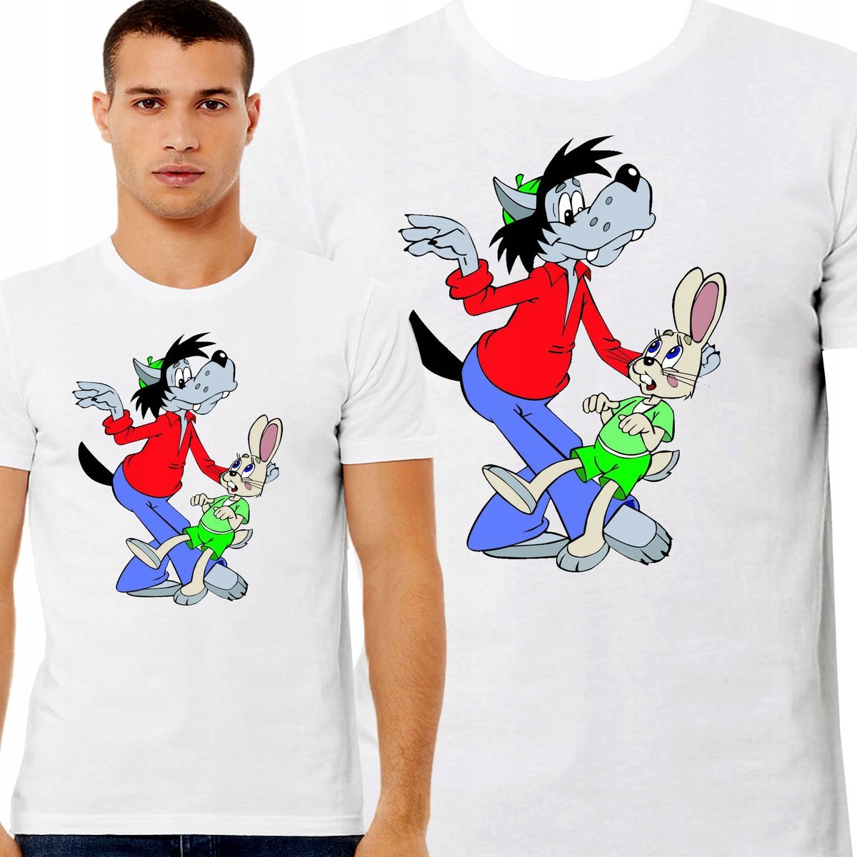 Śmieszna Koszulka Wilk I Zając Nu Pogodi Jakość Premium S 3451