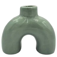 Świeczniki - Świecznik stołowy nowoczesny ceramiczny zielony - miniaturka - grafika 1