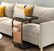 Ławy i stoliki kawowe - Mobilny Stolik Kawowy / Stolik Kawowy Boczny Na Kółkach - Czarny - miniaturka - grafika 1