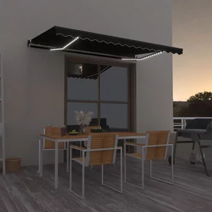 VidaXL Lumarko Ręcznie zwijana markiza z LED, 450x350 cm, antracytowa! 3069204 VidaXL - Markizy - miniaturka - grafika 1